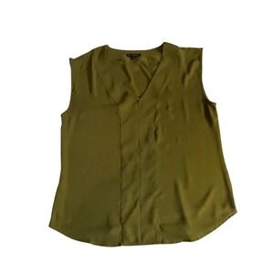 J.Crew Womens Olive Green V-Neck Sleeveless Pleated Front Blouse‎ Size S